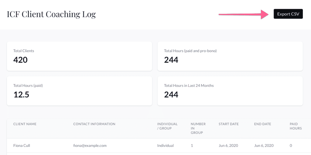 icf client coaching log