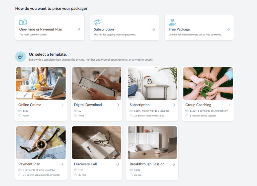 calendly alternative package templates