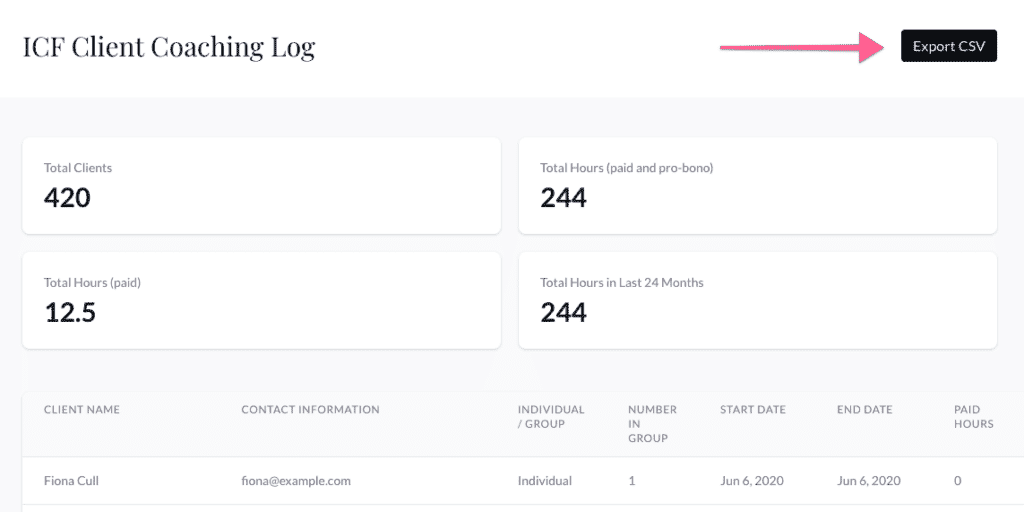 emotional intelligence certification coaching log export
