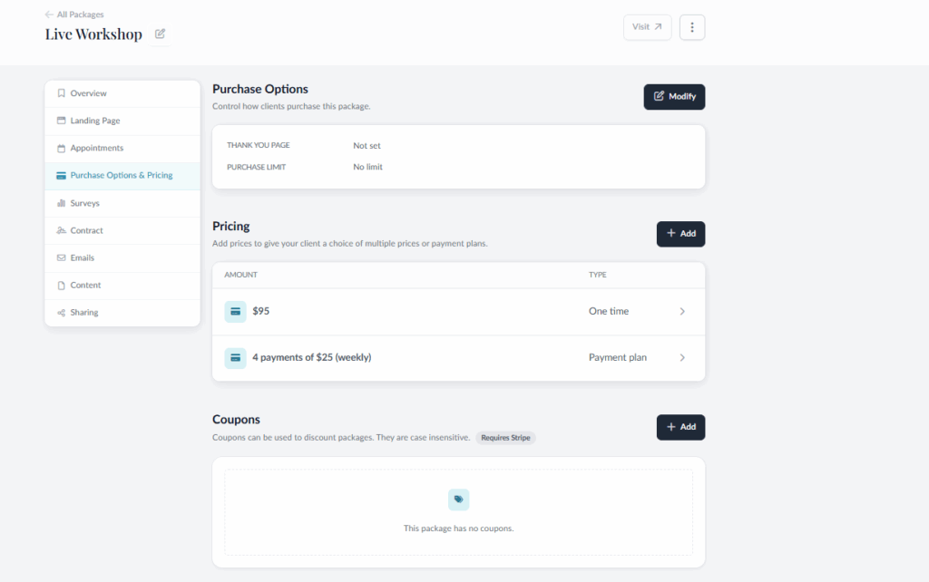 coaching workshop paperbell package pricing