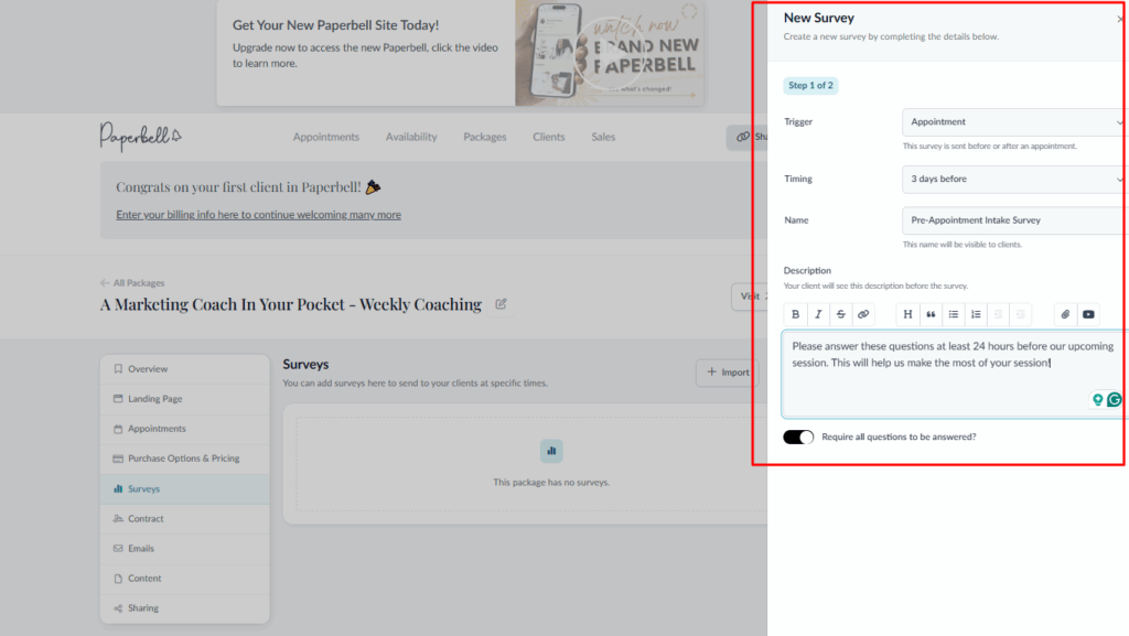 fundamentals of coaching intake forms
