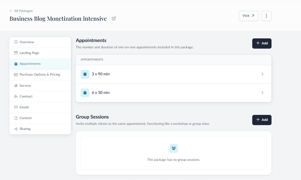 digital marketing coach appointment types