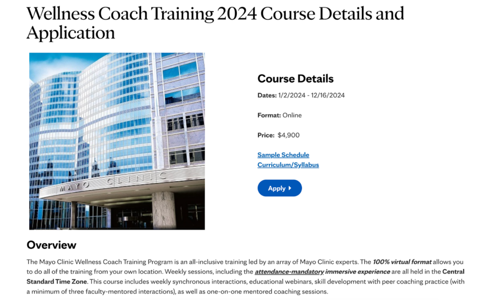 Mayo Clinic Wellness Coach Training Program