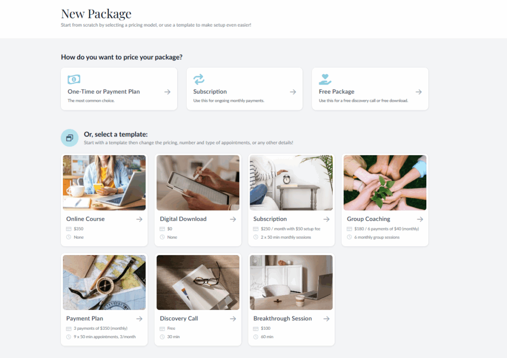 simplepractice alternatives paperbell coaching packages