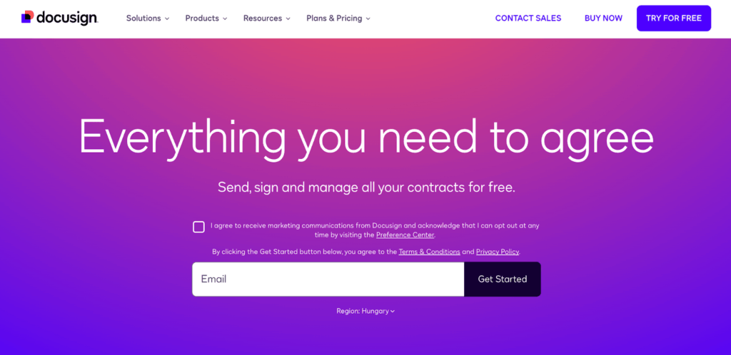 free electronic signature software docusign