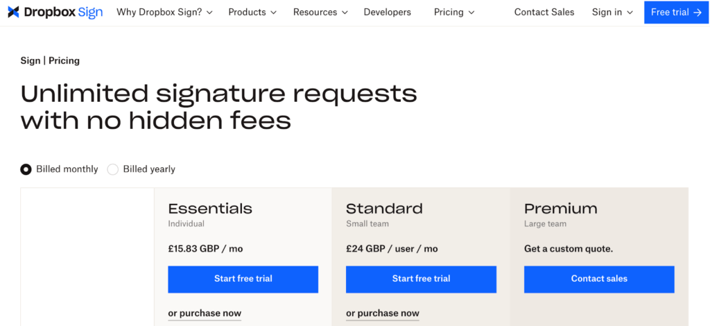 free electronic signature software dropbox sign