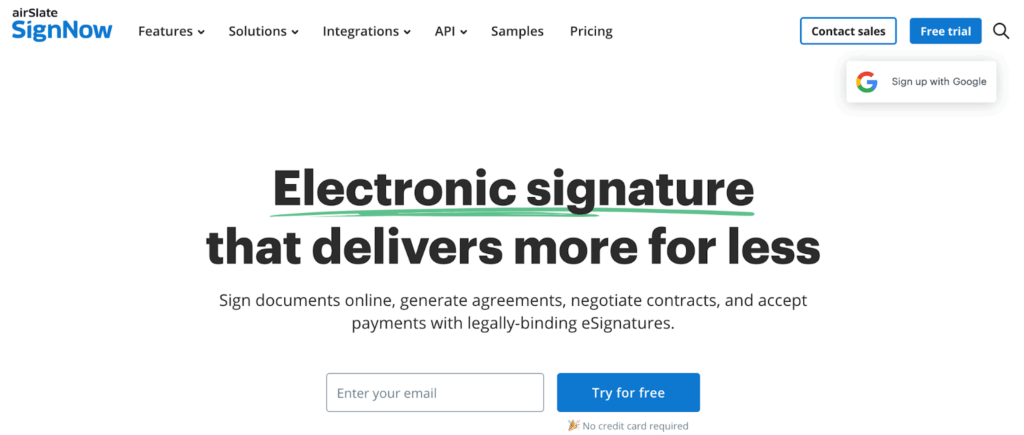 free electronic signature software sign now