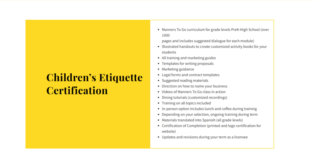 etiquette certification manners