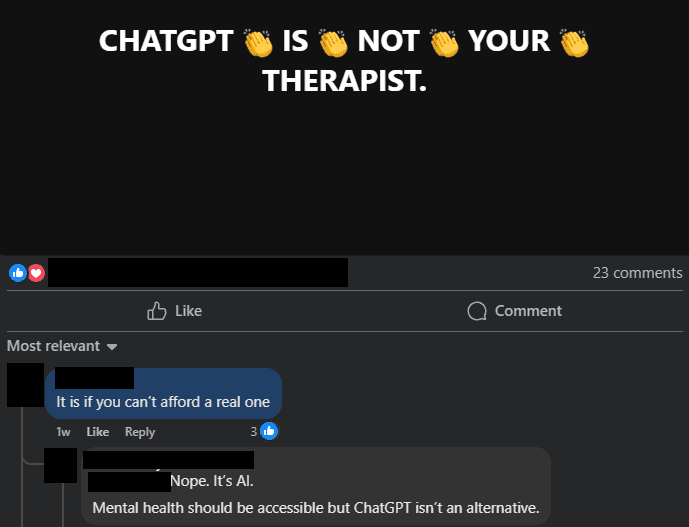 chatgpt as a life coach FB thread