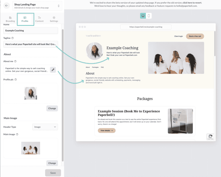coaching client portal about me