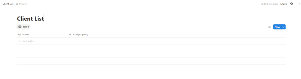 coaching client portal notion database client list