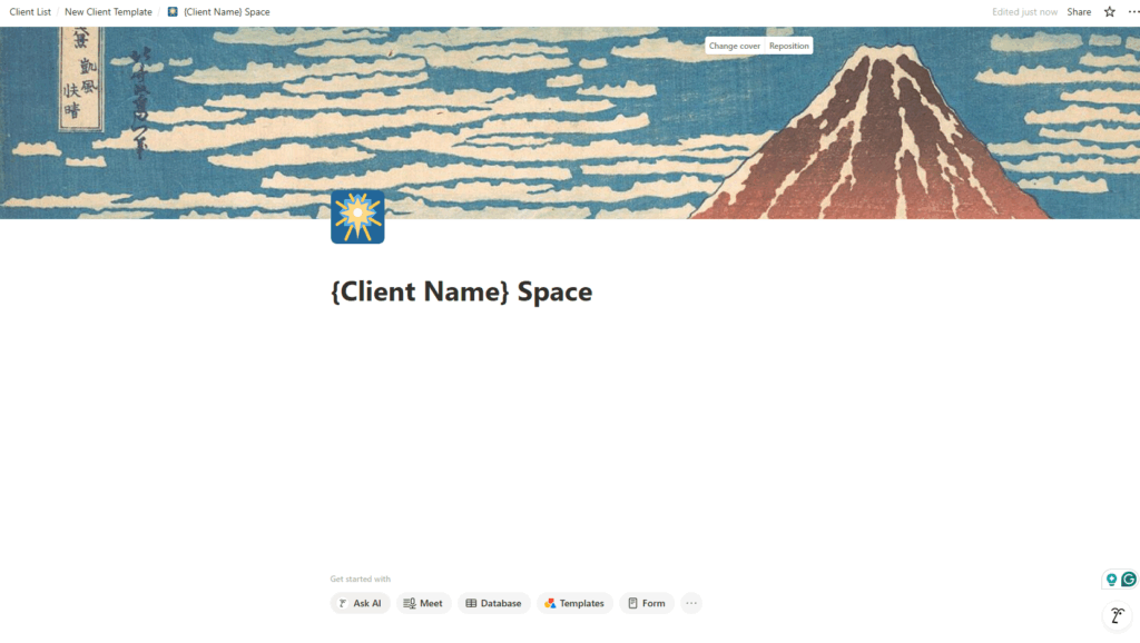 coaching client portal notion database client list subpage customization