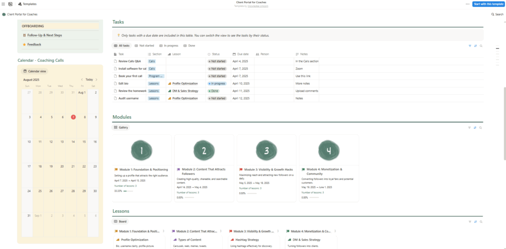 coaching client portal notion free template