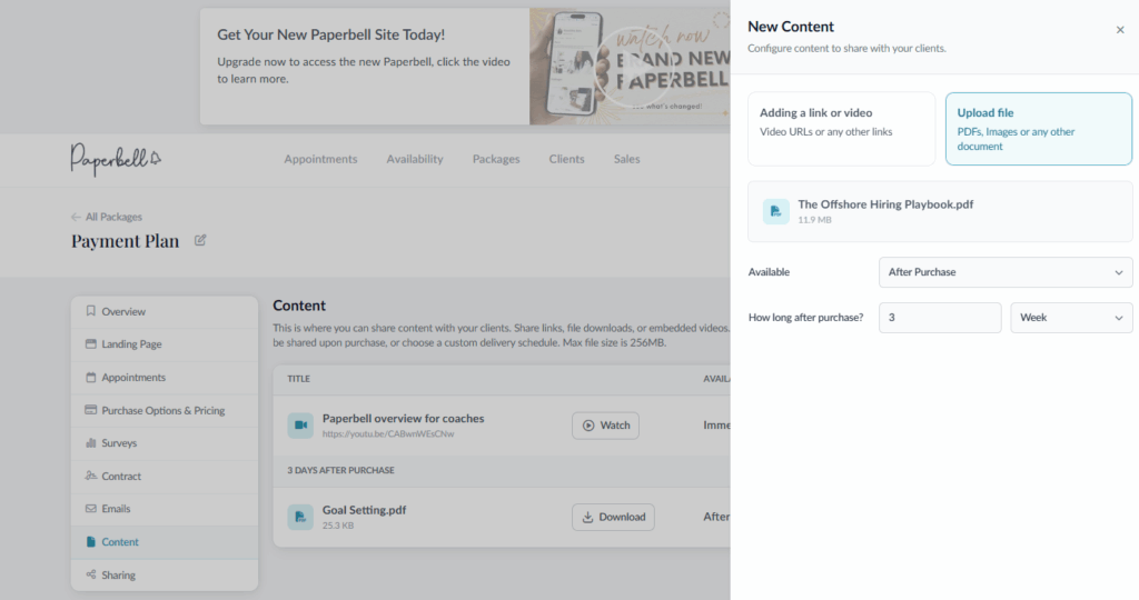 coaching client portal package downloads