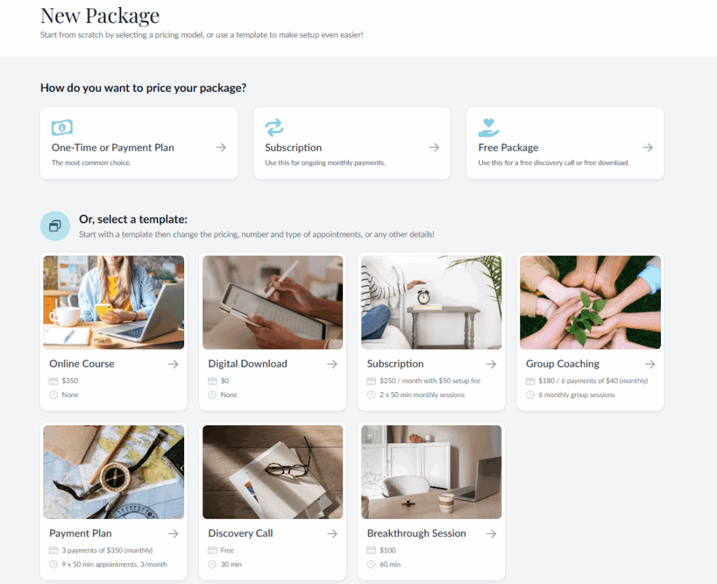 coaching client portal packages