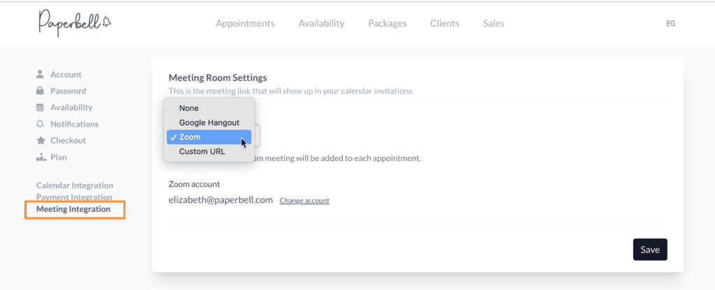 video coaching platform paperbell zoom integration