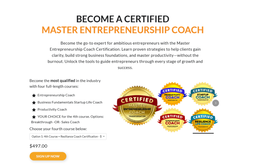 business coaching certifications transformation academy