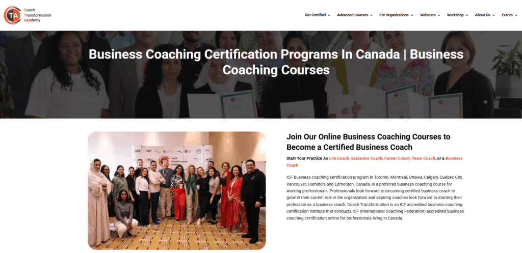 business coaching courses coach transformation academy