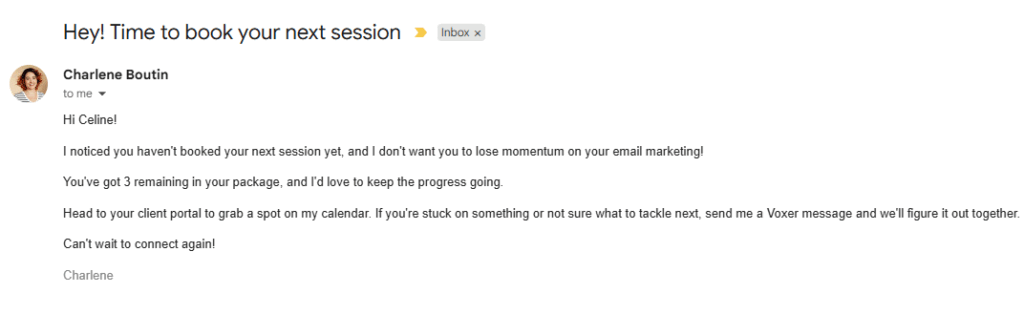 automate emails for coaches reminder to book