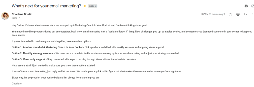 automate emails for coaches upsell