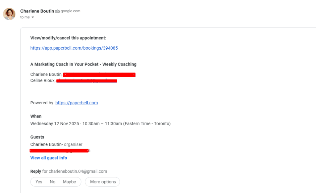 how to reschedule an appointment via email invite