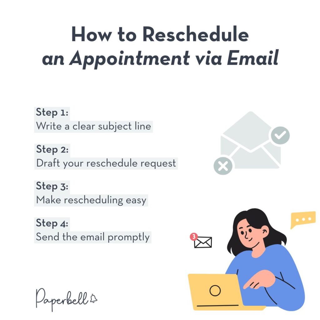 how to reschedule an appointment via email infographic