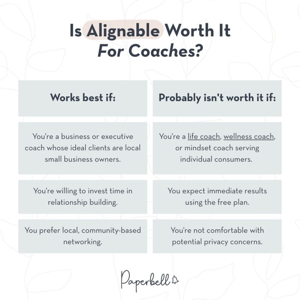 what is Alignable and is it worth it for coaches infographic