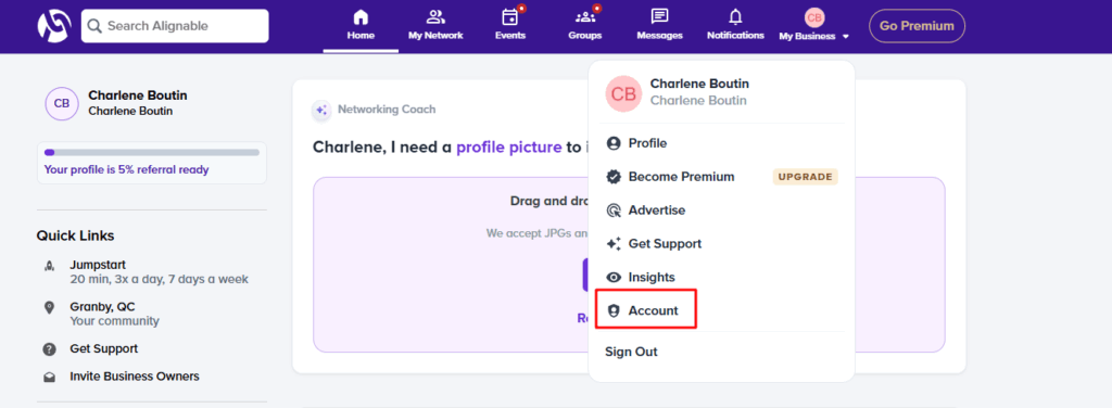 what is alignable delete account