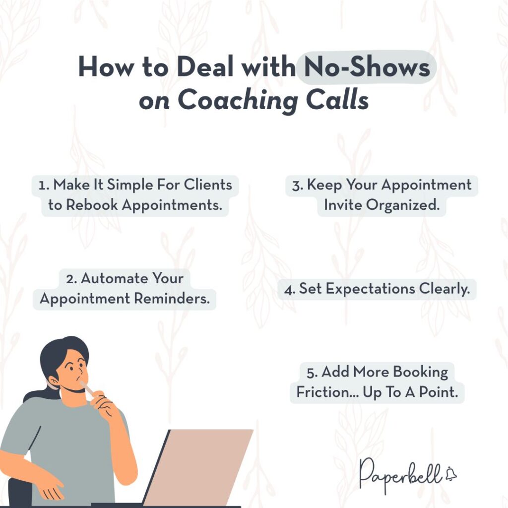 how to deal with no shows on coaching calls infographic