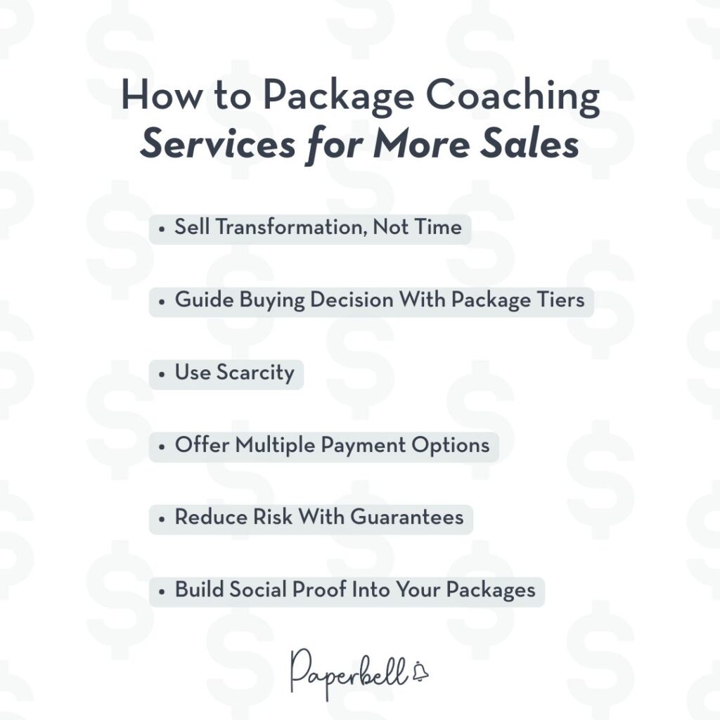 how to package coaching services for more sales infographic