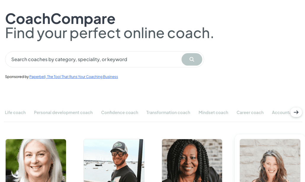 CoachCompare coaching directory homepage