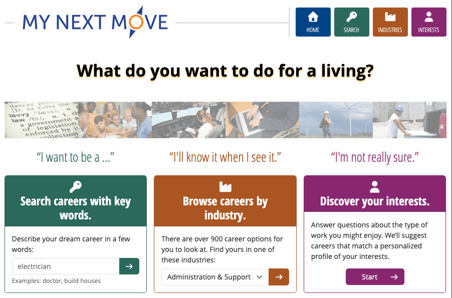 My Next Move career exploration tool