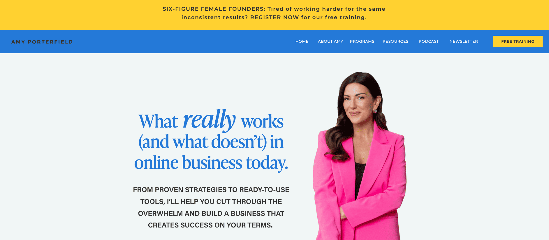 Amy Porterfield website homepage