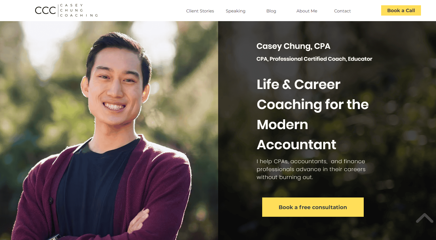 Casey Chung's coaching website showing his accounting practice coaching offer