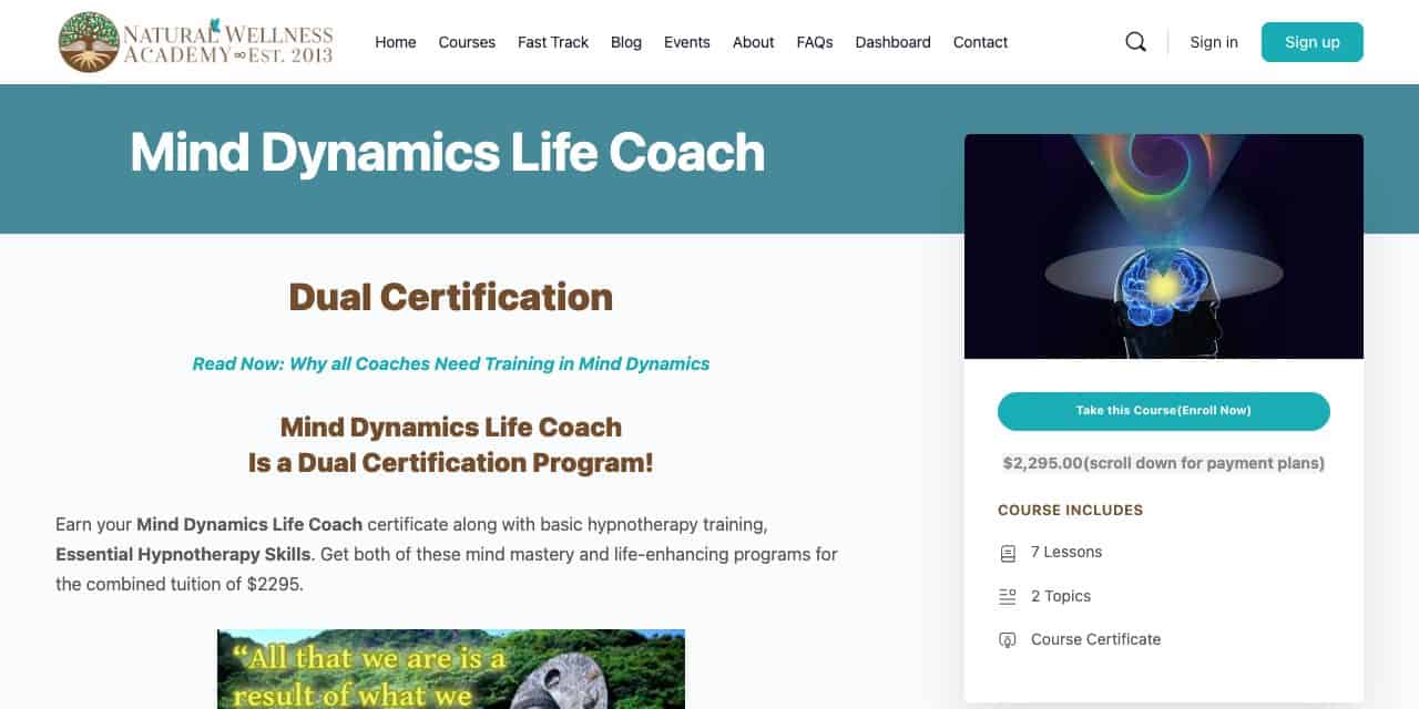 Mindset Dynamics Certification by Natural Wellness Academy
