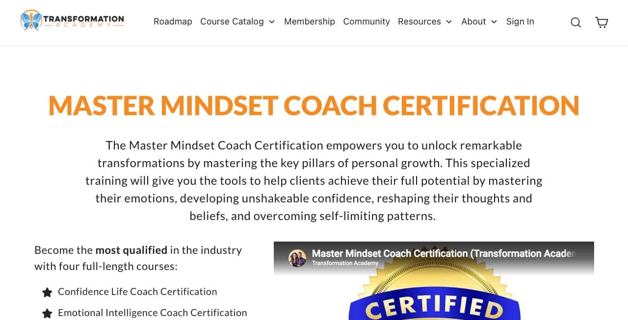 Mindset Coach Certification by The Transformation Academy